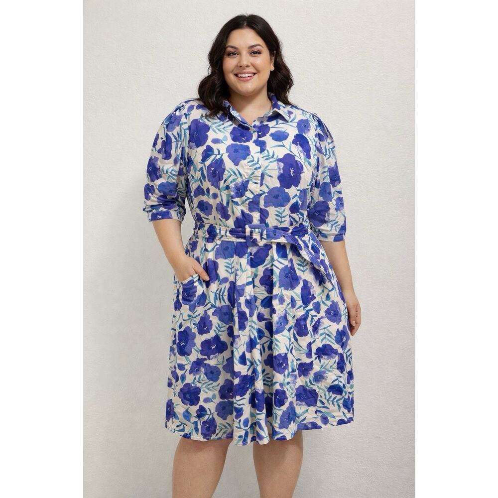 Wayward Fancies eShakti Floral Print Cotton Dress Size XL-16